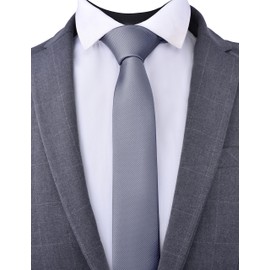 Branduce 2.4" Grey Tie Skinny Tie for Men 6cm Solid Pure Color Slim Necktie (TA04-05)
