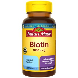 Nature Made Nature Made Biotin 1000 mcg, Dietary Supplement Supports Healthy Hair & Skin, 120 Softgels, 120 Day Supply