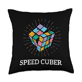 Vintage 80s Speed Cuber Puzzle Cube Fan Master Cube Throw Pillow