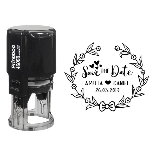 Printtoo Self Inking Round Custom Save The Date Rubber Stamp