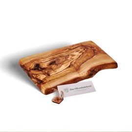 Chopping board, herb board, breakfast board made of olive wood with natural edge, 25cm