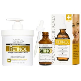 ADVANCED CLINICALS 2 PACK SET - CREMA CORPORAL RETINOL REAFIRMANTE CON VITAMINA E, TE VERDE Y ALOE VERA + SUERO FACIAL RETINOL ANTI-ARRUGAS CON GLICER