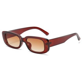 Dollger Rectangle Sunglasses for Women Men Trendy Retro Fashion Sunglasses UV 400 Protection Square Frame Brown