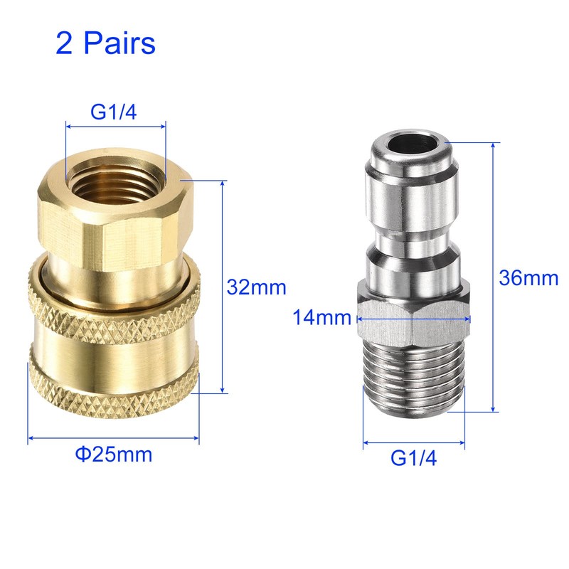 sourcing map 2 Pairs Quick Release Garden Brass Leak Free