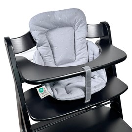 LaLoona Seat Reducer for Hauck Alpha and Beta High Chair - Soft Baby Seat Pad Made of Cotton, Oeko-Tex Standard 100 Approved, Skin-Friendly and Machine Washable - Grey