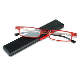 Chiccool Foldable Slim Reading Glasses for Men Women Anti Blue Lens TR90 Compact Lightweight Computer Readers with Portable Ultra thin Case (Red,+1.0)