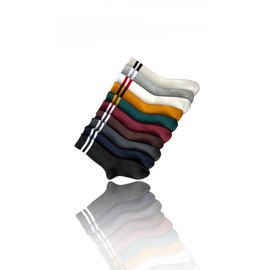 Women's Striped Crew Socks - 10 Pairs, Retro Long Socks for Fashion & Athletics, Comfortable Cotton Blend, Non-Slip Design, Trendy Sock Pack