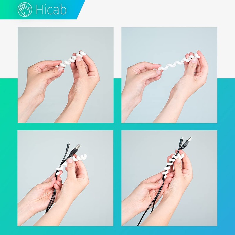Hicab Mobile Cable Bundler and Cable Holder Spiral, Pack of