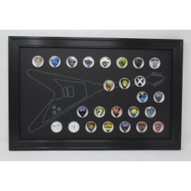 Tiny Treasures Electric Flying V Guitar Wall Display Picture Frame for 25 Picks with Capsules