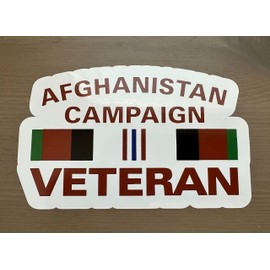 Afghanistan Campaign Veteran with Ribbon Bumper Sticker with DIE Cut