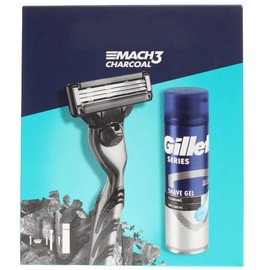 Men's Shaving Set with Charcoal Shave Gel and Razor, Deep Cleansing Shaving Gel for Men, Skin Comfort Grooming Kit