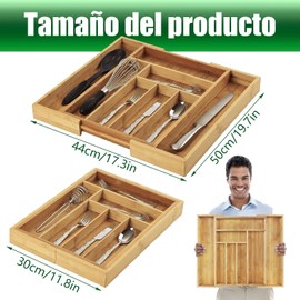 Organizador de Utensilios, Bandeja para Cubiertos Expandible con 8 Compartimentos, Organizador de Cubiertos para Cocina, Dormitorio, Salón, Vajilla