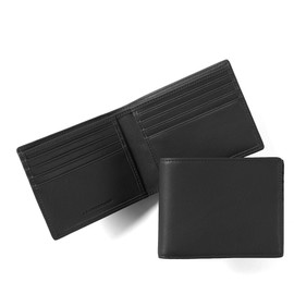 Leatherology RFID Black Onyx Bifold Wallet - 8 credit card slots, single bill compartment, slimmer folded design