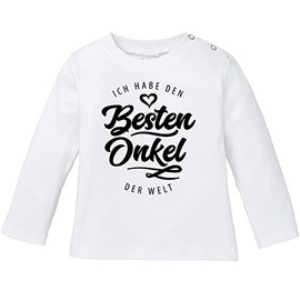 MoonWorks® Baby Long-Sleeved T-Shirt with German Text "Ich Habe den besten Papa der Welt" [German Language], Best Uncle White