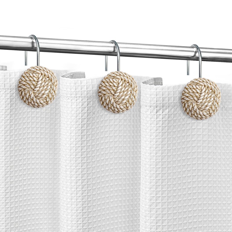 Sunlit Boho Knots Shower Curtain Hooks, Home Decorative Shower Curtain