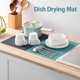 Colinda Silicone Dish and Cup Drying Mat - Extra Large Trivet for Hot Dishes, Large Size Hot Pots and Pads Coming Directly Out from the Stove or Oven,Drain Board,16" x 11.5",White