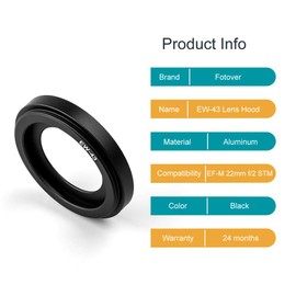 Fotover EW-43 Lens Hood Replacement Compatible with Canon EF-M 22 mm f/2 STM USM Lens