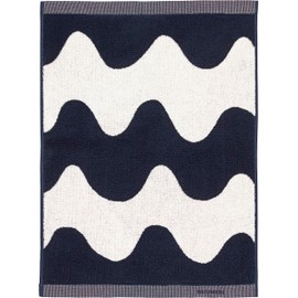 MARIMEKKO Lokki Terry Cotton Hand Towel (Dark Blue) – Waves Patterned Hand Towels – 28 in x 20 in