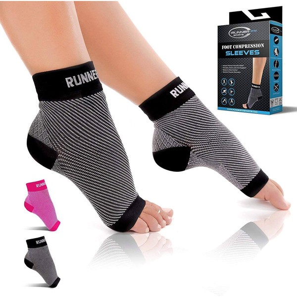 Plantar Fasciitis Socks with Arch Support - Compression Foot Sleeves for Men & Women, Achilles Tendonitis Pain Relief, Better than Night Splint Brace, Ankle Support, Heel Spurs, Eases Swelling