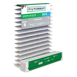 Filterbuy 25x5 Expandable Air Filter MERV 8 Dust Defense (2-Pack), Pleated Furnace Air Filters Replacement for Trane Perfect Fit BAYFTFREXM2 and American Standard (Actual Size: 27.50 x 4.38 Inches)