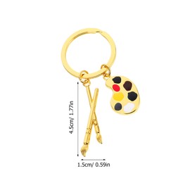 WRITWAA 2 Pieces Palette and Brush for Artist Charm Pendant Keychain Artist Student Graduation Keychain Artist Painter Jewelry Gift For Artist Art Students, silver