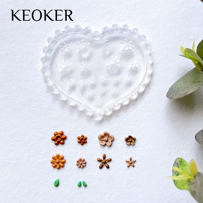 KEOKER Flower Polymer Clay Molds - 4 Pcs Daisy Miniature