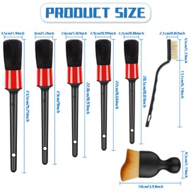 XNBTFK Car Detailing Brush Set, 9 Pcs Car Interior Cleaning Brushes Kit Includes 5 Boar Hair Detail Brush, 2 Wire Brush and 2 Soft Hair Cleaning Brush for Cleaning Car Interior Exterior