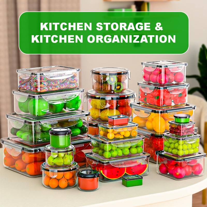 62 Pcs Large Food Storage Containers with Lids Airtight,Total 656OZ(31