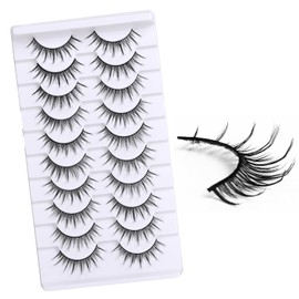 TORMEN 10 is synthetic hard stem false eyelashes, soft cat eye eyelashes, durable and reusable muscle eyelashes, strong support for eyelash extension appearance, natural pointed eyelashes (sunflower