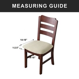 LANSHENG Stretch Dining Chair Seat Covers Washable Jacquard Waterproof Dining Room Chair Seat Slipcovers Set of 2 Kitchen Chair Seat Covers with Buckle (Dark Grey, 2)