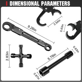 CRAFTZONE Plumbing Tools Angle Stop Wrench Kit, 3 PCS Plumbers Tool Set with Compression Sleeve Puller & 4-Way Sillcock Key, Ferrule Removal Tool for 3/8" & 1/2" Angle Stop Outlets