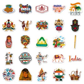 50 Packs India Stickers Water Bottles Laptop Phone Motorcycle Computer Guitar Skateboard Hydroflasks India Vinyl Sticker Waterproof Aesthetic Trendy Decals for Teens Girls Adults