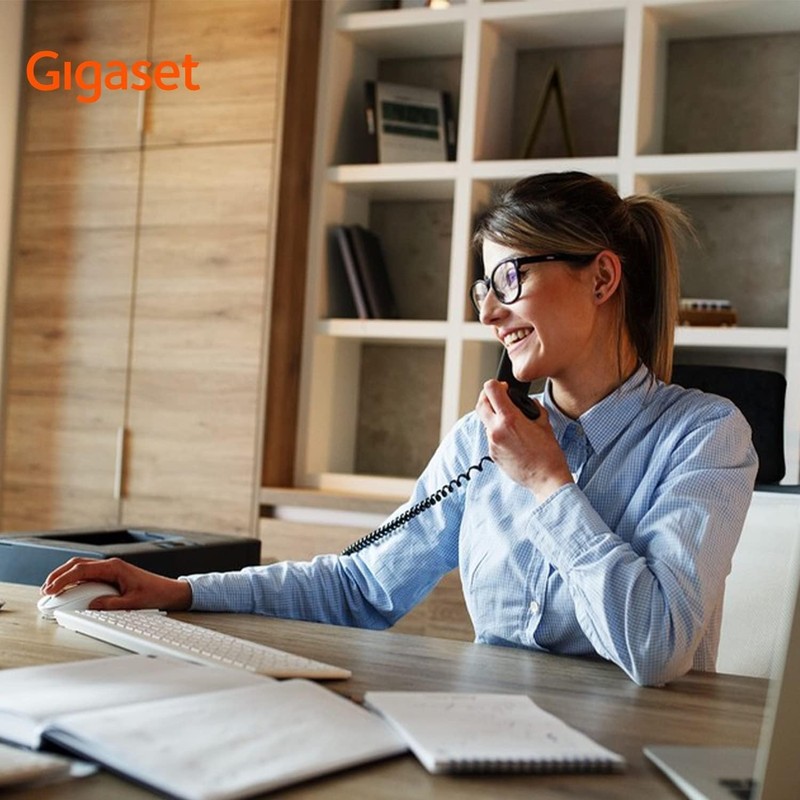 Gigaset Desk 200 Corded Space Saving Telephone with Elastic Cable