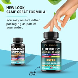 Elderberry Immune Support Supplement 8-in-1 Formula with Echinacea, Vitamin C & Zinc, Vitamin D 5000 IU, Turmeric, Ginger, Ashwagandha – 60 Capsules