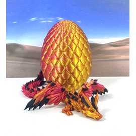 Crystal Winged Dragon with Egg, 3D Articulated Dragon with Autumn Wings, Fidget ADHD Autism Toy CW010