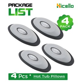 Hicello 4-Pack 2472-824 Spa Oval Pillow Insert + Back Mount with LED Compatible with J-300 Series Hot Tubs & Spas(2014-2018) Premium Replacement Headrest for Outdoor Hot Tub Spa Pillows