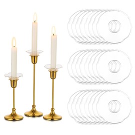 Glasseam Glass Candle Drip Protectors, Set of 24 Clear Bobeches for Candle Stick Holders, Decorative Wax Catchers for Candles, Candle Wax Drip Guard for Taper Candle Holders Bulk Table Decorations