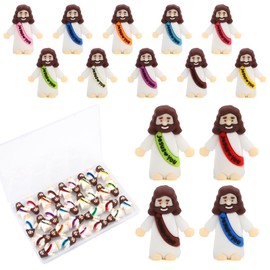 30 Pcs Little Jesus Figures, Mini Jesus Figurines in Bulk to Hide and Seek Religious Gifts Tiny Jesus Loves You Figures for Sunday School Baptism Easter Egg Fillers Stuffers Christmas Decorations