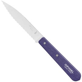 OPINEL Essential No.113 Serrated Paring Knife, Hornbeam Handles, Made in France (Dark Purple)