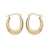 9ct Gold on Silver Oval Creole Hoop Earrings - Patterned