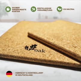 Voak® Trivet Cork Coasters Set of 4 | 2 Round 2 Square Cork Coasters | 100% Natural Cork Made in Portugal | 20 cm and 15 cm | Non-Slip Underlay Place Mat Washable Heat Resistant