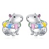 HOOHWE Capybara Earrings 925 Sterling Silver Capybara Swimming Ring Stud