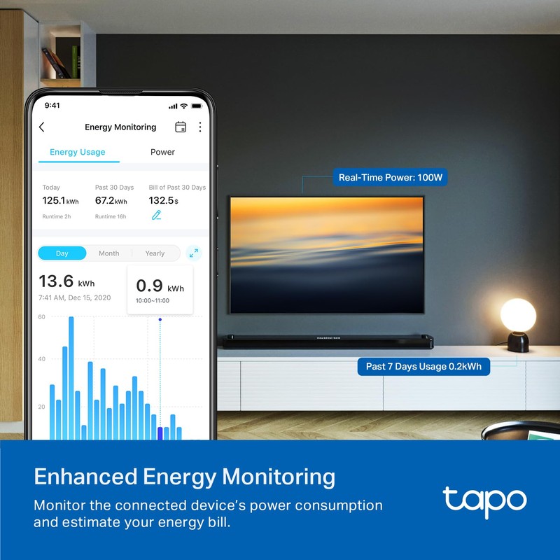TP-Link Tapo Smart Plug P210M, Wi-Fi in-Wall Outlet, Matter Compatible,