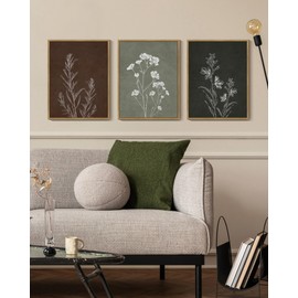 Drsoum Flower Wall Art Vintage Floral Minimalist Wall Hanging Decor Farmhouse Colorful Botanical Prints Artwork for Office Dining Room Hallway 11x14in Natural Framed