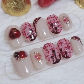 Melted heart handmade nail tip - ballerina / 녹아든 하트 수제네일팁 - 발레리나