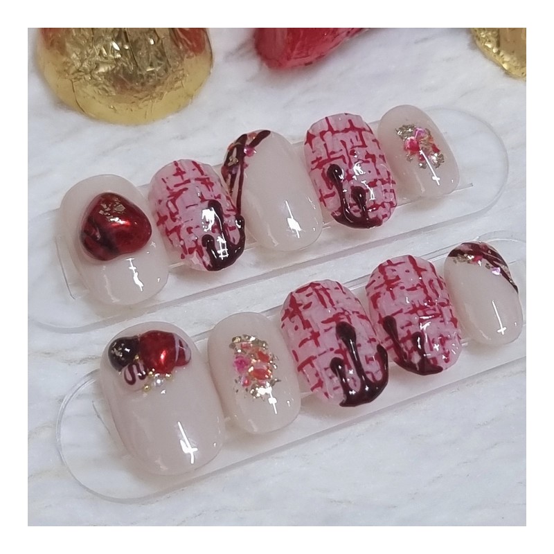 Melted heart handmade nail tip - ballerina / 녹아든 하트