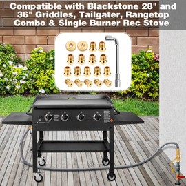 WADEO Kit de conversión de boquillas de gas natural, piezas de quemador de latón para propano a gas natural, compatible con Blackstone 28 pulgadas y 36 pulgadas, combo Rangetop, portón trasero