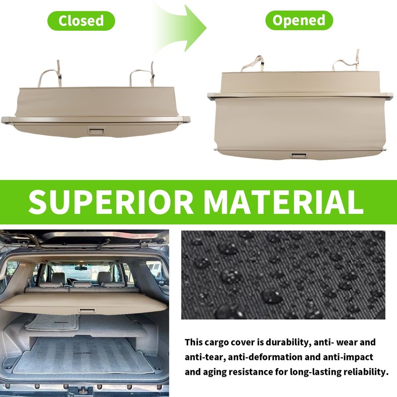Liizoo Cargo Cover for Toyota 4Runner 2003-2009 - Rear Trunk