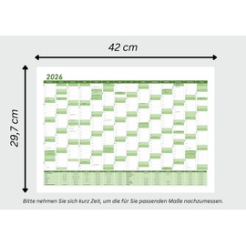 3x Din A3 Wandkalender für 2026, 14 Monate, Jahreskalender Monatsübersicht, (42cm x 29,7cm),Planer Termine, bspw. für Büro, Zuhause, Jahresplaner, Monatsplaner, Familienkalender, Kalender gefaltet