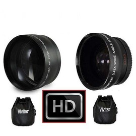 2-Pcs HD Telephoto & Wide Angle Lens for Canon XA55 XA50 XA45 XA40 Vixia HF G60 G50
